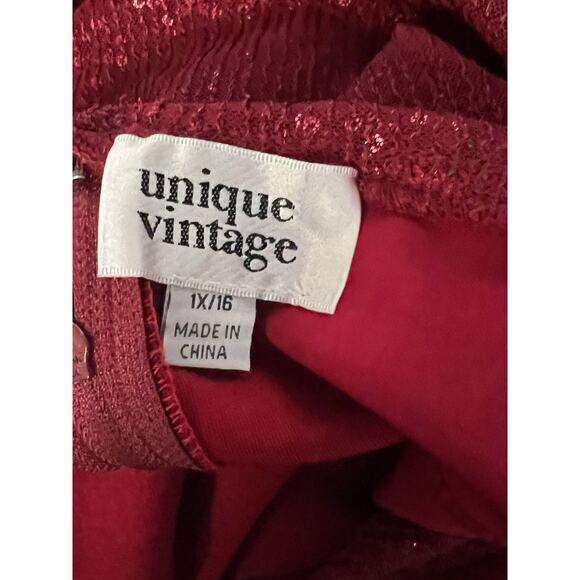 Unique Vintage Red Sequin Top Swing Retro Dress 1X 16 NWT - Picture 9 of 10